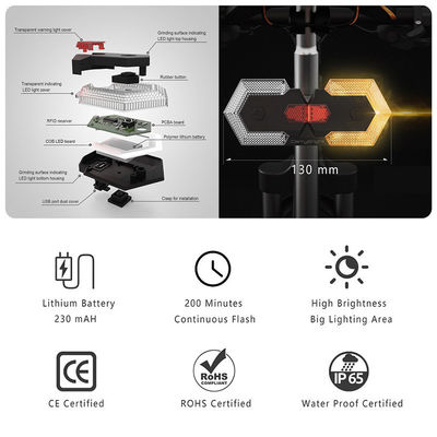 무선 원격 제어 LED 방향 표시 자전거 통근자를 위한 경고등