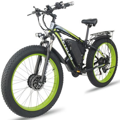 26AH 2000W 고전력 2륜 구동 듀얼 모터 전기 자전거 26x4.0 인치 지방 타이어