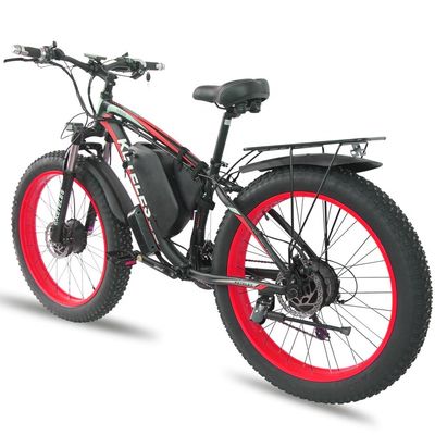 26AH 2000W 고전력 2륜 구동 듀얼 모터 전기 자전거 26x4.0 인치 지방 타이어