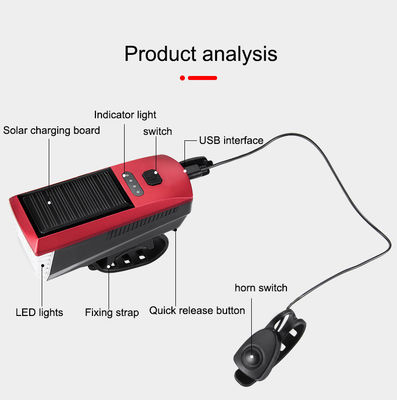 블루 태양 및 USB 충전 자전거 라이트 2000mAh MTB 도로 자전거를위한 전면 전등